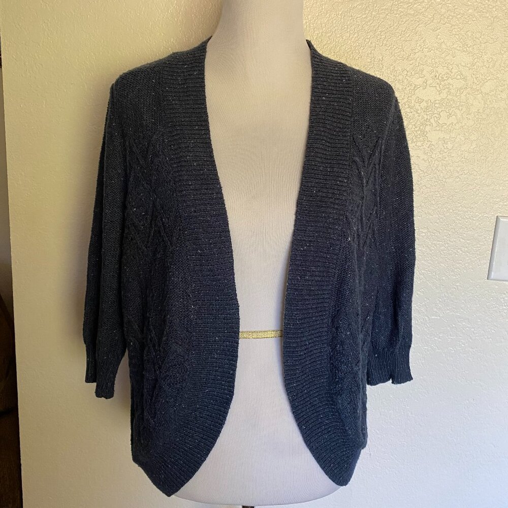 Sonoma Goods For Life Blue Patterned Knit Shrug Cardigan Sweater Petite Large